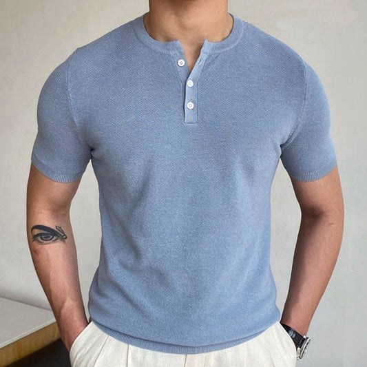 Round Neck Short Sleeve Woolen T-shirt Men